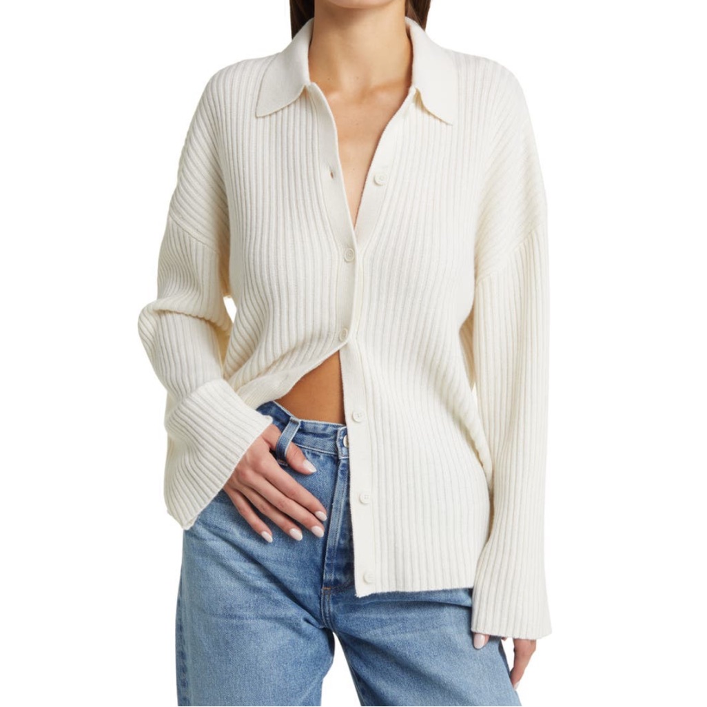 Reformation Fantino Cashmere Collared Cardigan